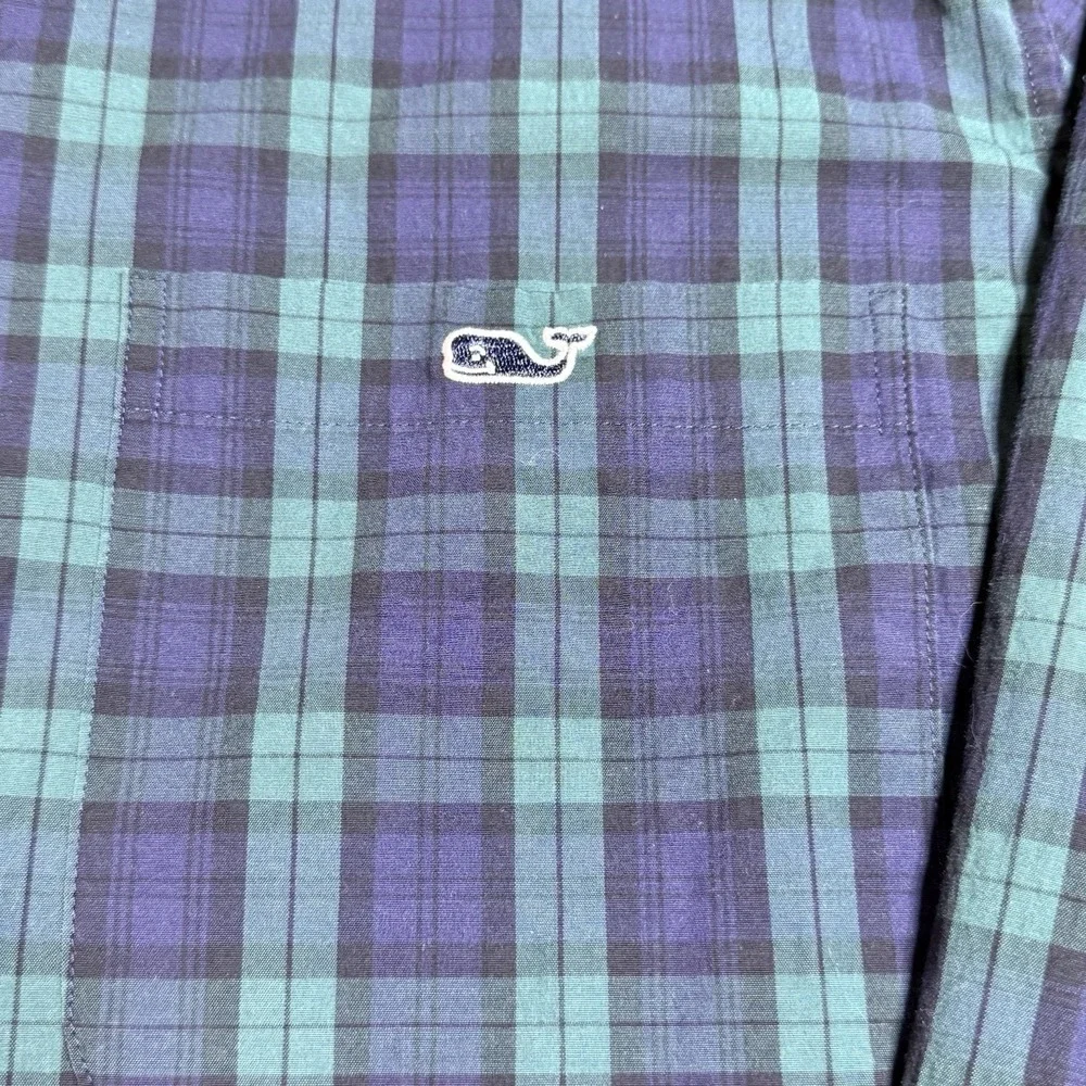 Vineyard Vines Large Tall LT Shirt Mens Classic Fit Tucker Green Blue Plaid